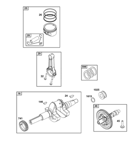 Crankshaft Group Diagram and Parts List for 385447-0402-G1  Briggs and Stratton Engine